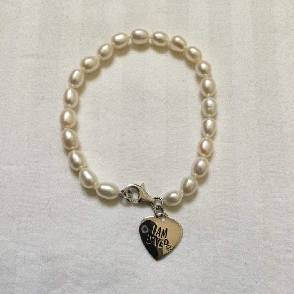 Pearl and Sterling Bracelet I Am Loved